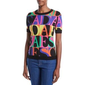 NEW ESCADA authentic logo crewneck short-sleeve top in multicolor